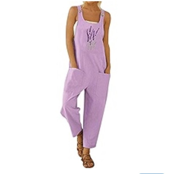 chouyatou Sleeveless Loose overalls Embroider pink embroidered size 2X wide leg - Picture 1 of 13